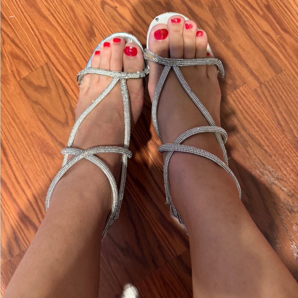 Elegant Silver Strappy heels